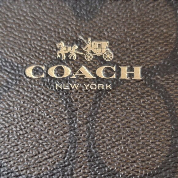 COACH Signature Double Zip Wristlet Brown Black - Picture 2 of 9